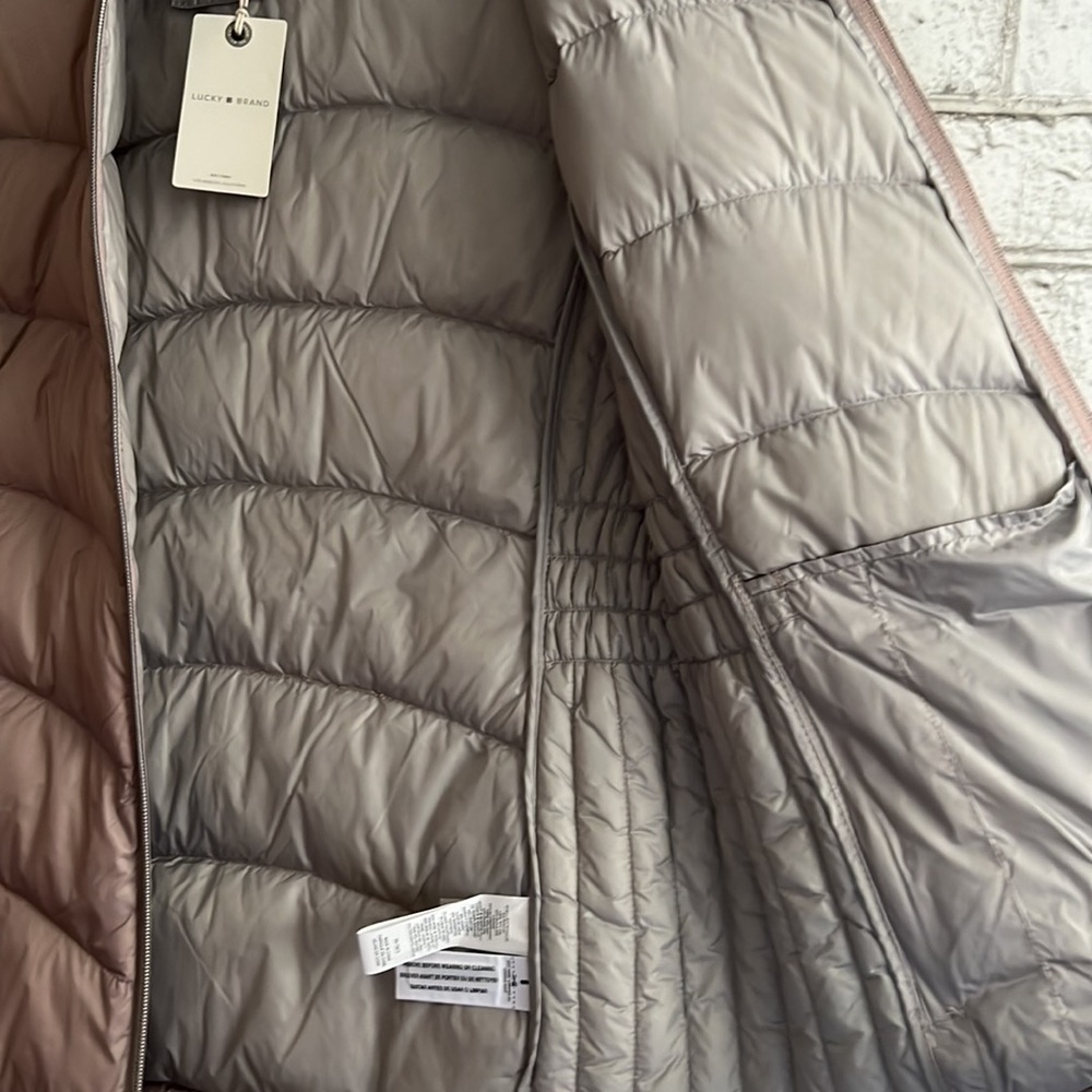 NEW!!! Lucky Brand Quilted Hooded Jacket Bare Pink Size Small - Picture 7 of 9